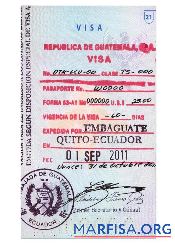 Downloadable Guatemala visa sample